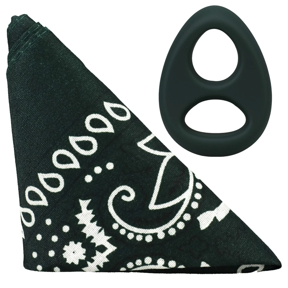 Rock Solid The Code Silicone Cock Ring With Bandana Hunter Green - Image 3