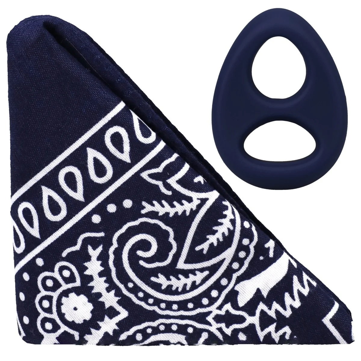 Rock Solid The Code Silicone Cock Ring With Bandana Navy Blue - Image 3