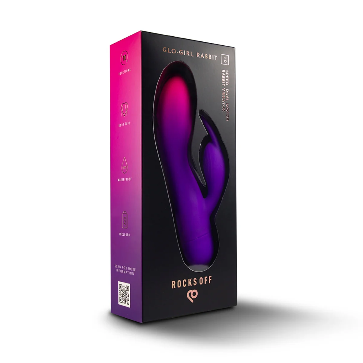 Rocks Off Glo-Girl Rabbit Vibrator Purple Pink - Image 2