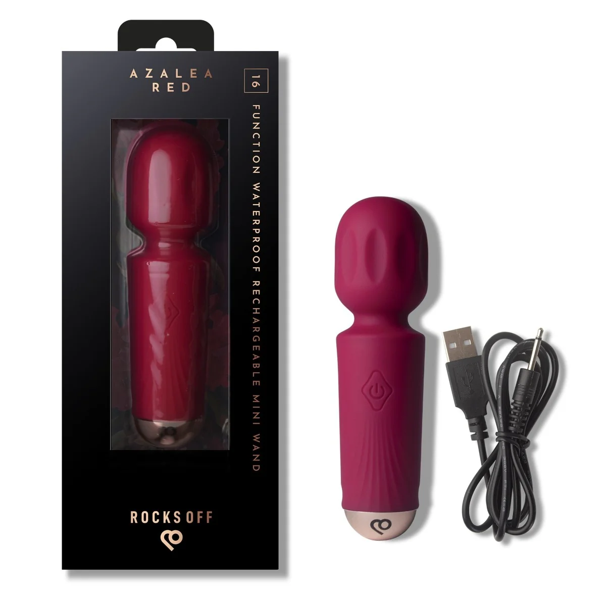 Rocks Off Rechargeable Mini Wand Vibrator Azalea Red - Image 4