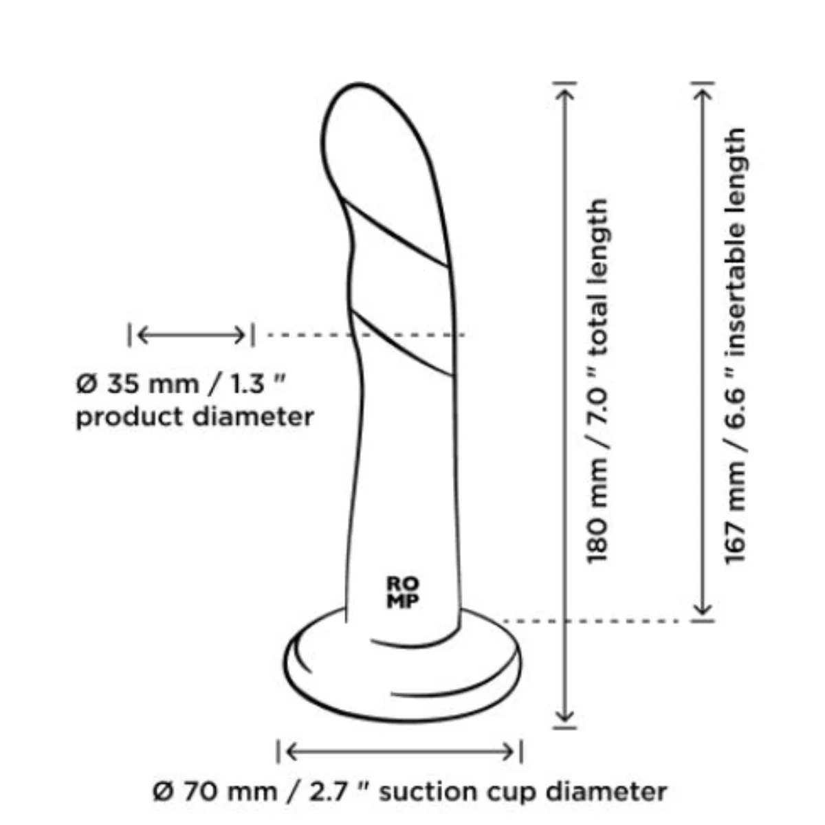 ROMP Dizi Non Realistic Silicone Dildo Orange Pink 7 Inch - Image 4
