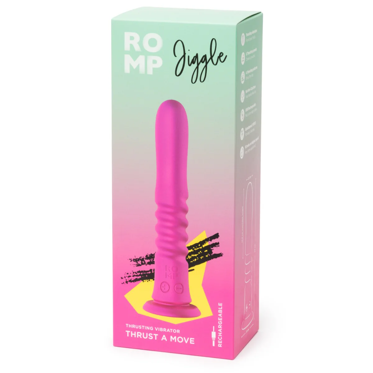 ROMP Jiggle Thrusting Vibrator Pink - Image 2