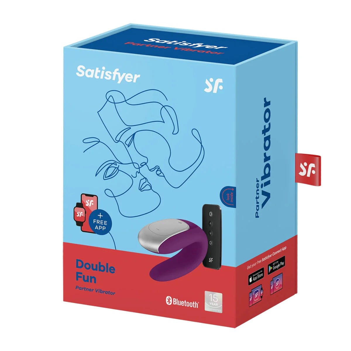 Satisfyer Double Fun Partner Vibrator Violet - Image 2