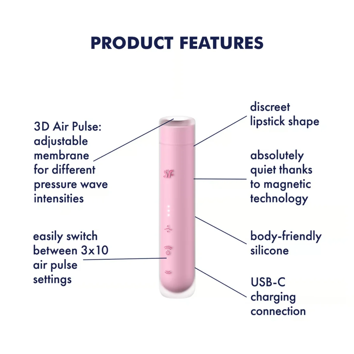 Satisfyer First Kiss Travel Size Air Pulse Vibrator Pink - Image 4
