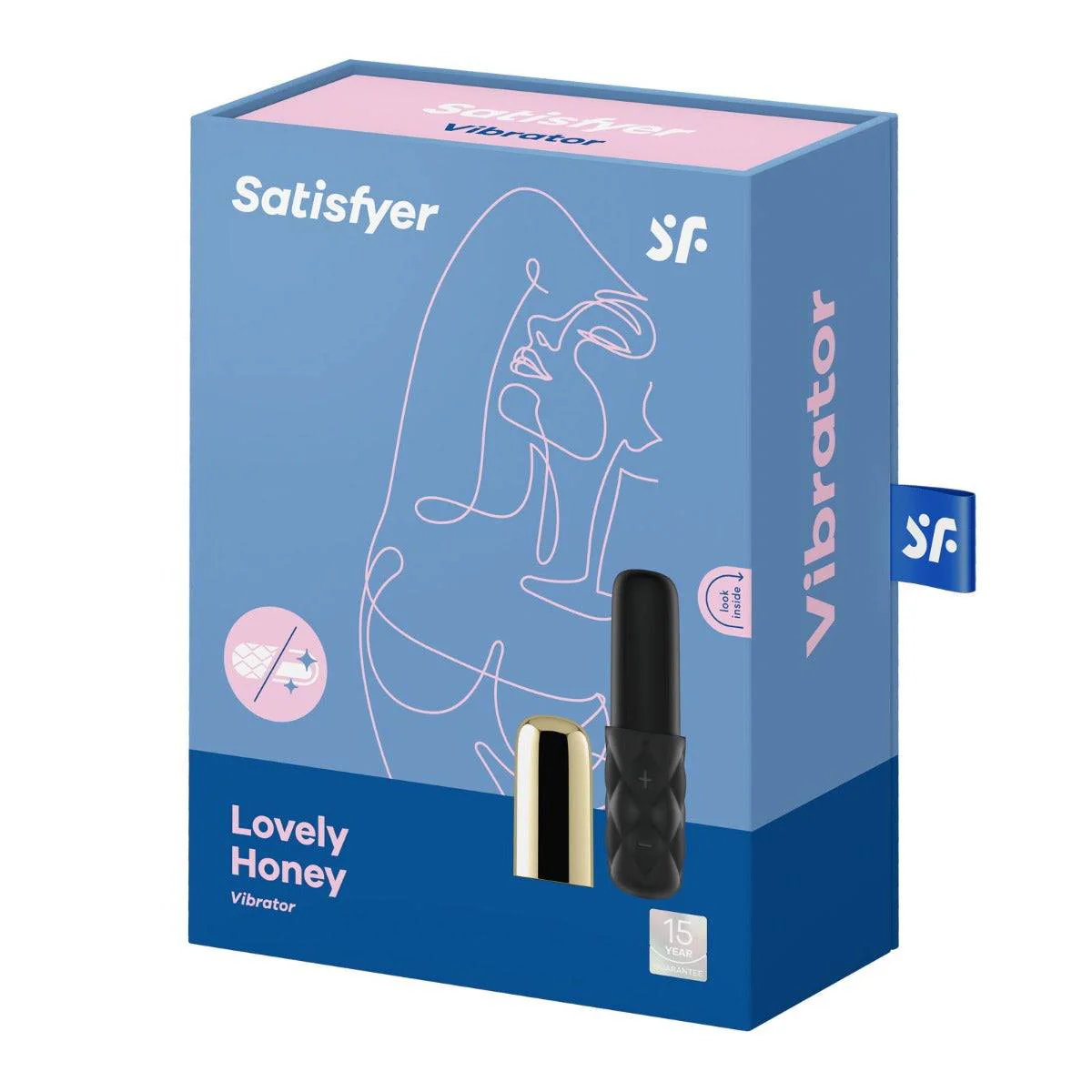 Satisfyer Lovely Honey Silicone Bullet Vibrator With Cap Black Gold - Image 2
