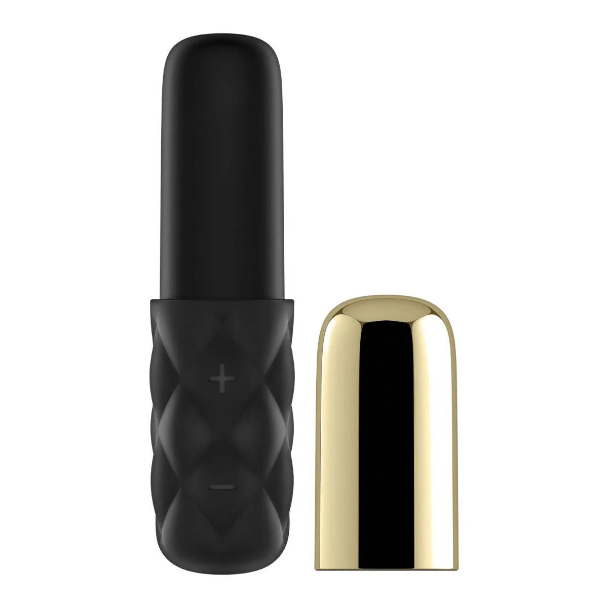 Satisfyer Lovely Honey Silicone Bullet Vibrator With Cap Black Gold - Image 3