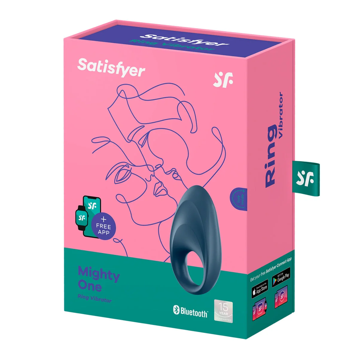 Satisfyer Mighty One Vibrating Cock Ring Blue - Image 2