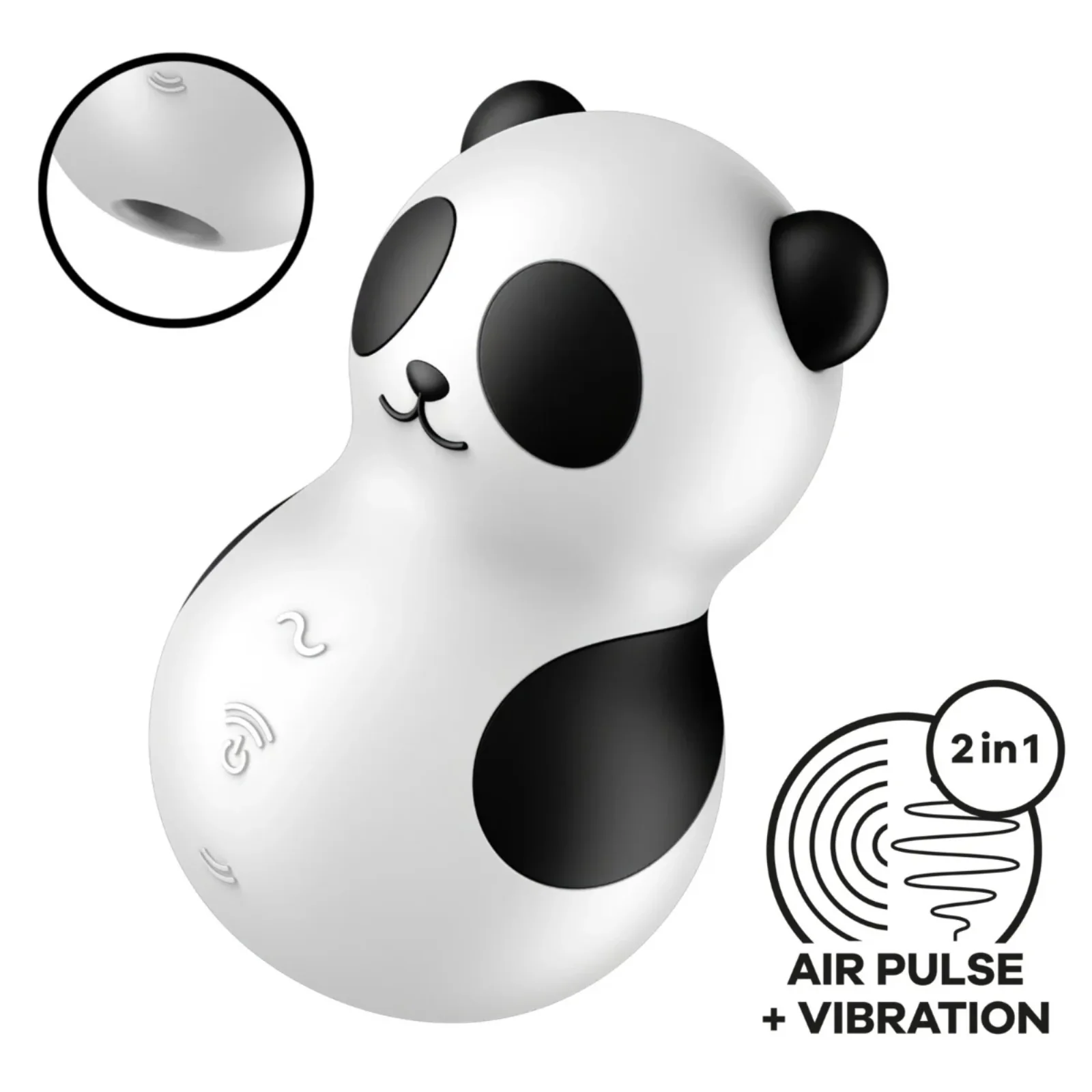 Satisfyer Pocket Panda Double Air Pulse Vibrator Black White - Image 3