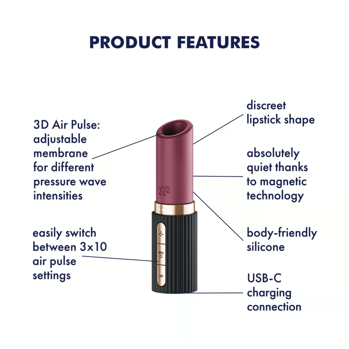 Satisfyer Pro 2 Kiss Travel Size Air Pulse Vibrator Pink Black - Image 4