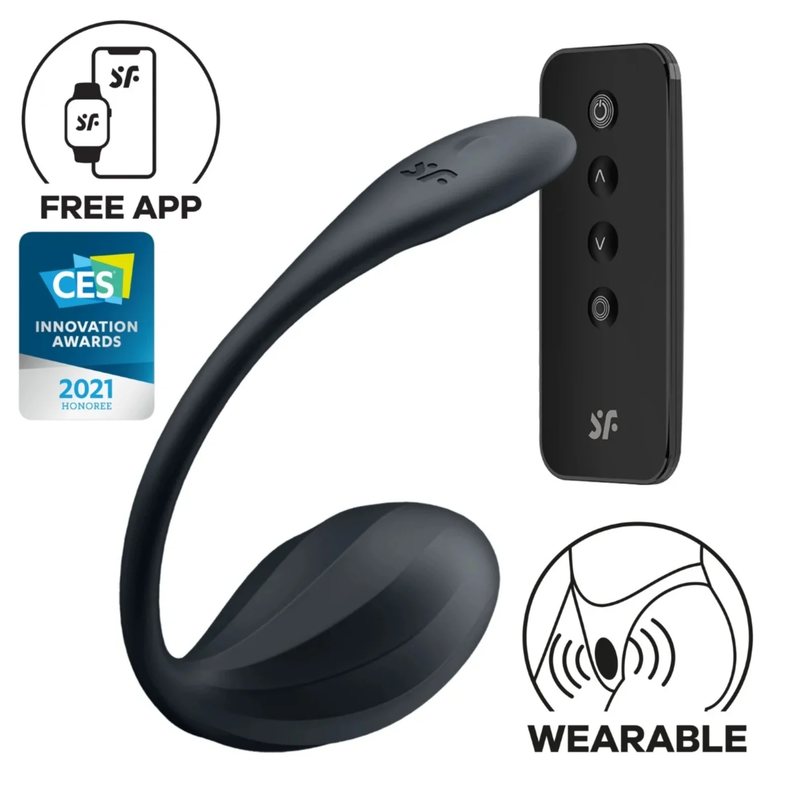 Satisfyer Ribbed Petal Connect App Wearable Vibrator Black - Image 3