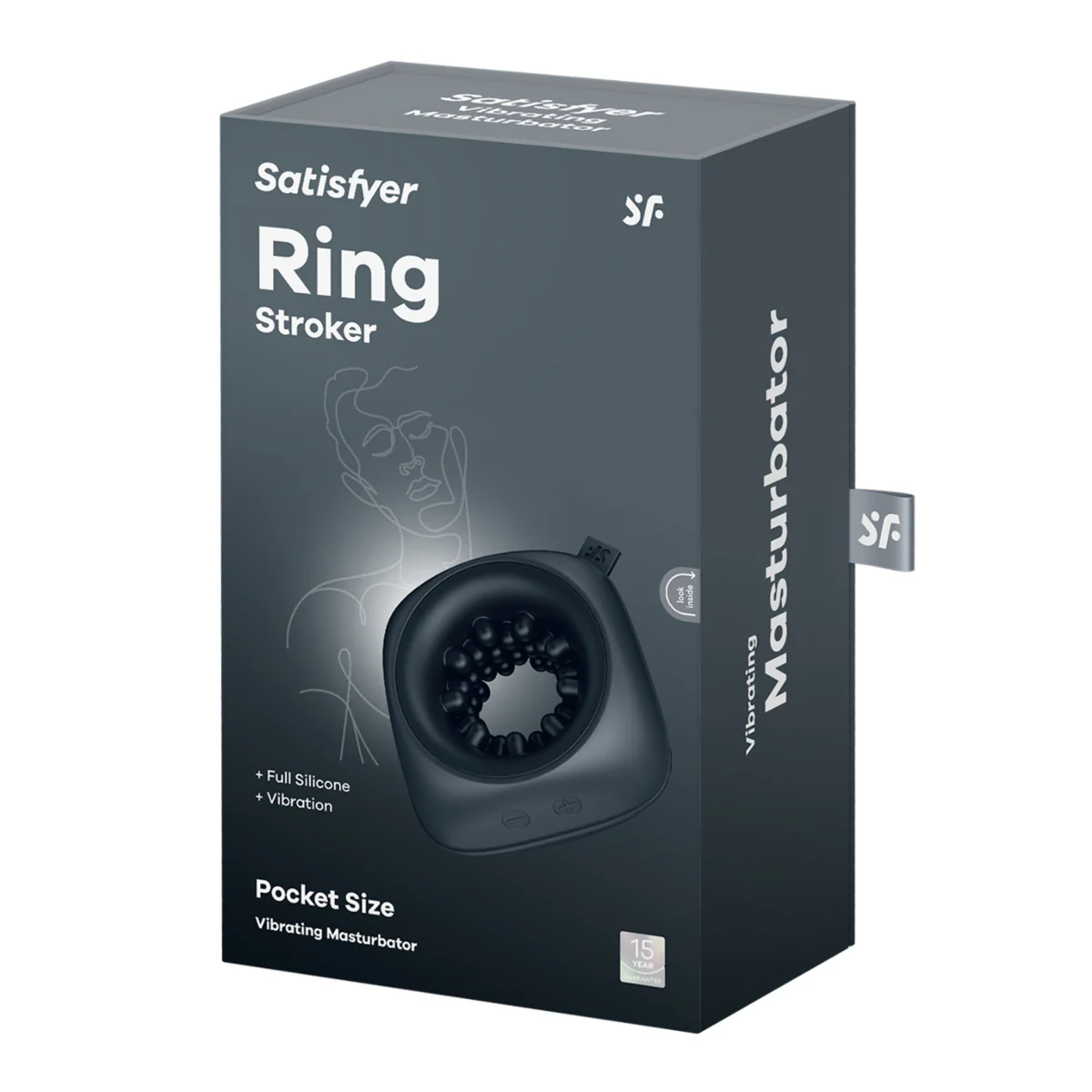 Satisfyer Ring Stroker Vibrating Masturbator Black - Image 2