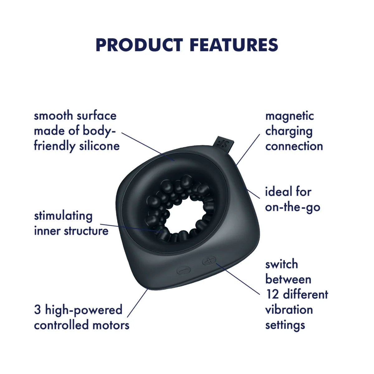Satisfyer Ring Stroker Vibrating Masturbator Black - Image 5