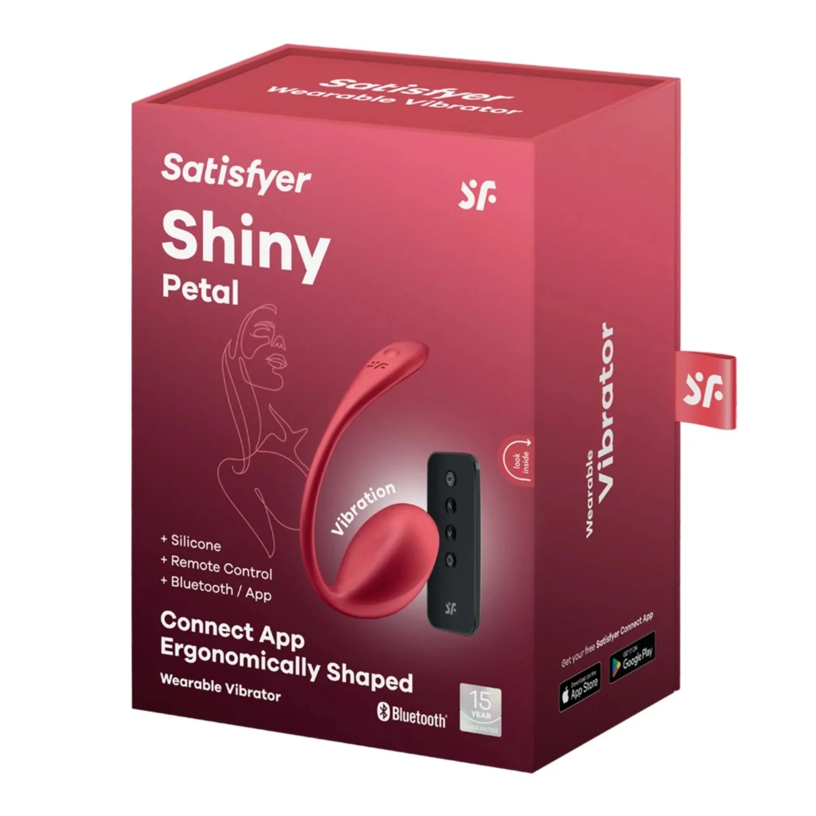 Satisfyer Shiny Petal Connect App Wearable Vibrator Red - Image 2