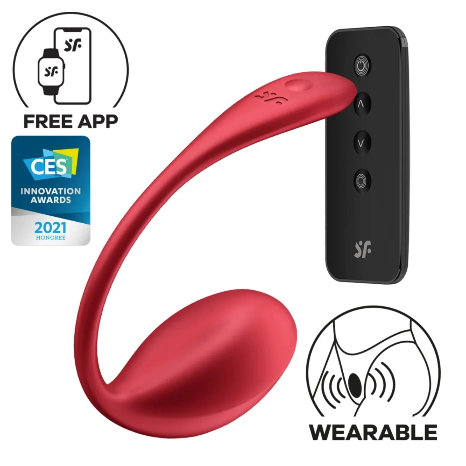 Satisfyer Shiny Petal Connect App Wearable Vibrator Red - Image 3