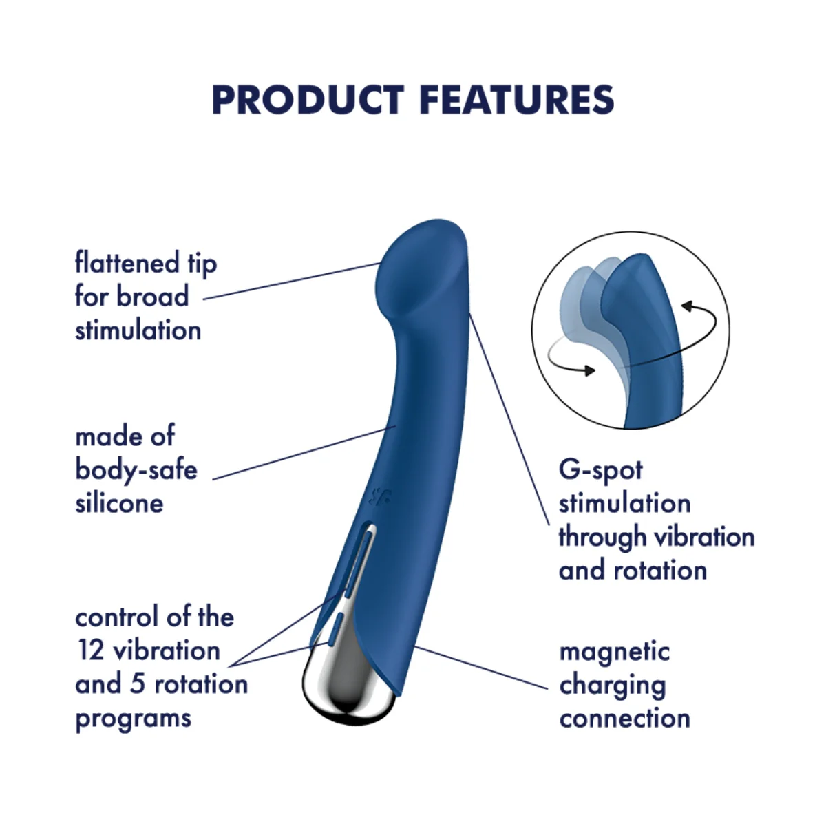 Satisfyer Spinning G-Spot 1 Rotating Shaft G-Spot Vibrator Blue - Image 8