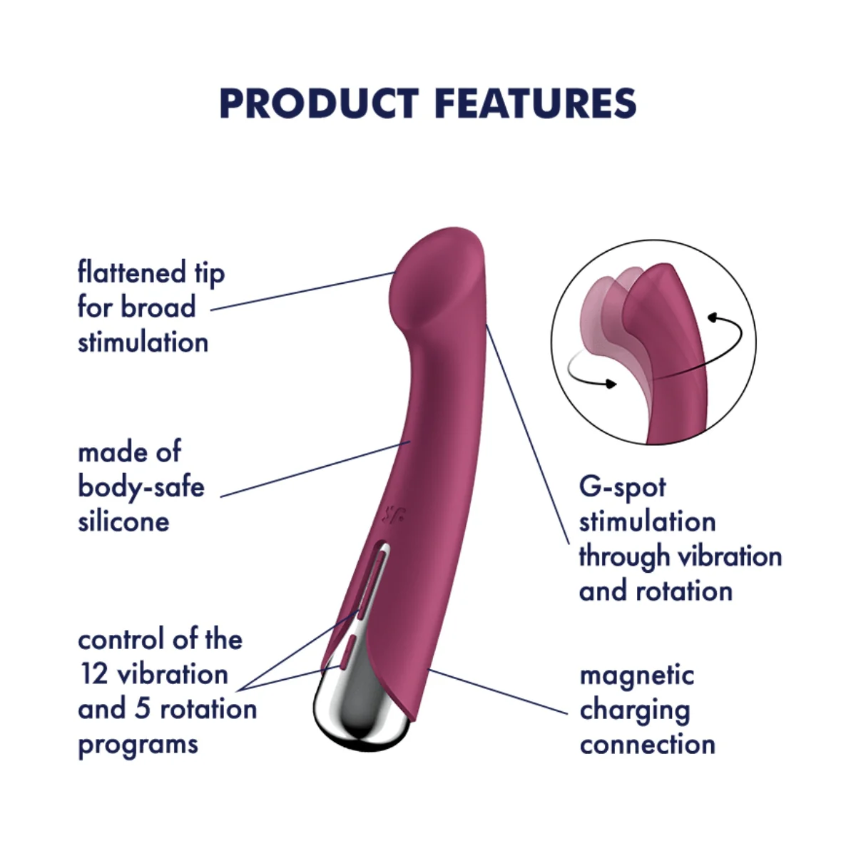 Satisfyer Spinning G-Spot 1 Rotating Shaft G-Spot Vibrator Red - Image 8