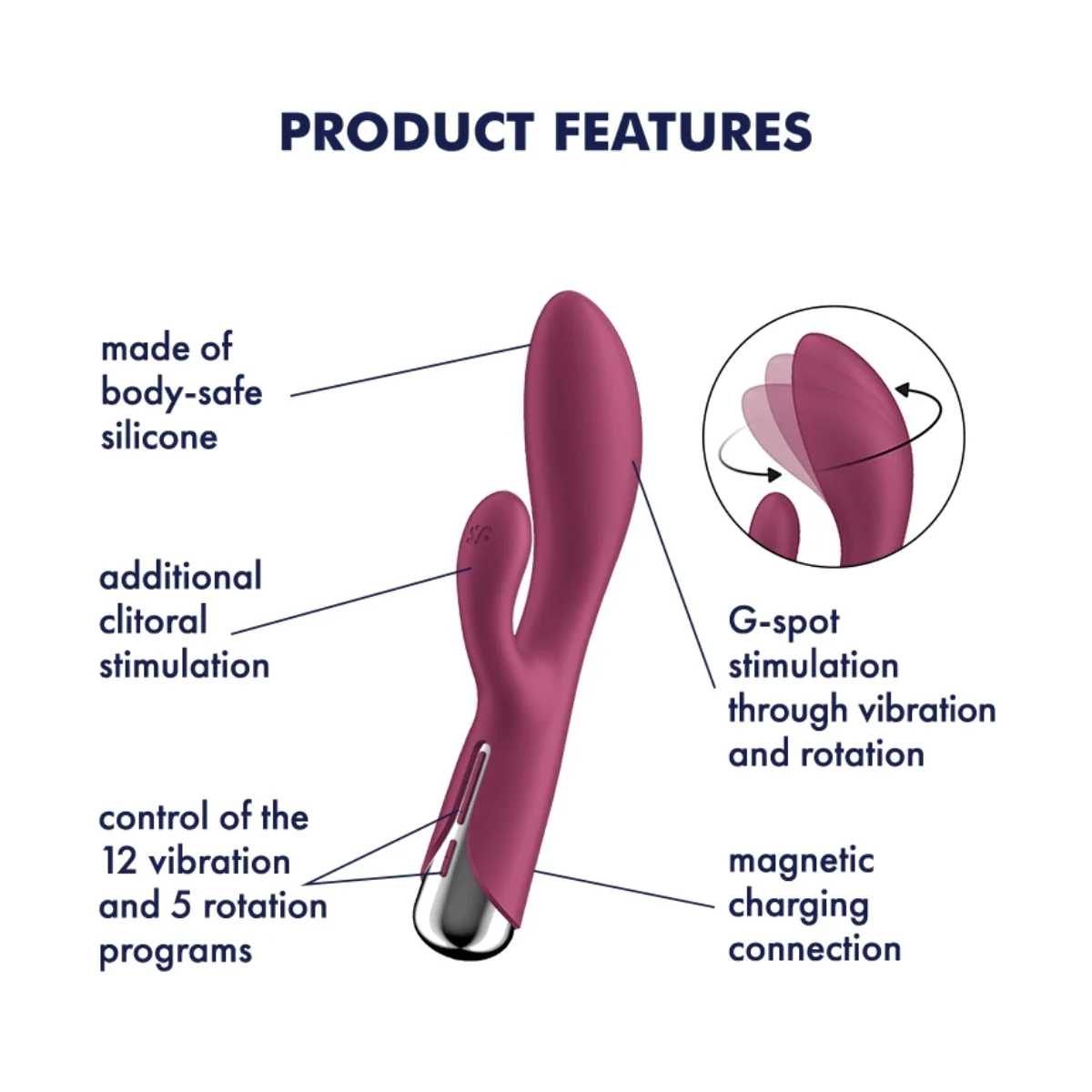 Satisfyer Spinning Rabbit 1 Rotating Shaft Rabbit Vibrator Red - Image 4
