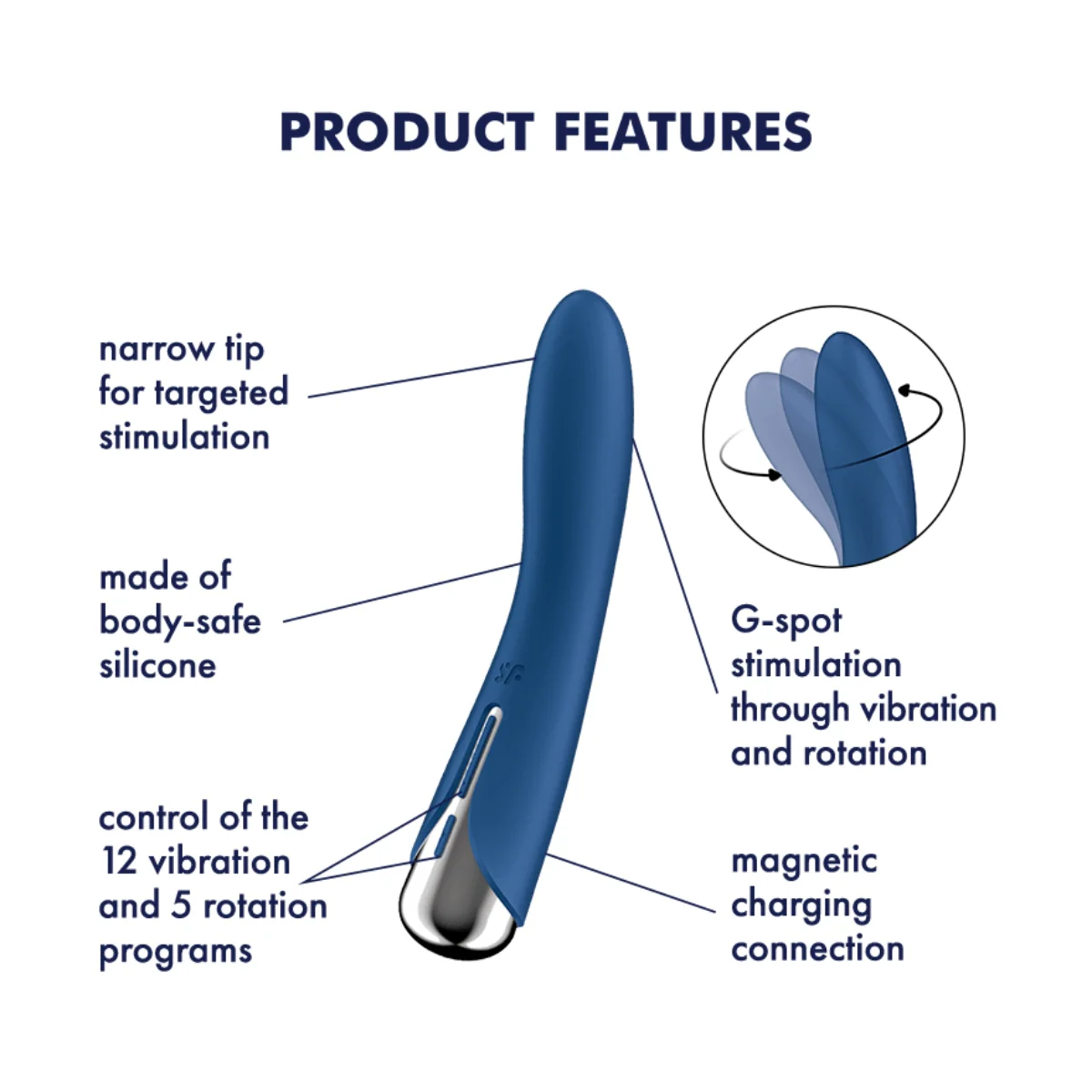 Satisfyer Spinning Vibe 1 Rotating Shaft G-Spot Vibrator Blue - Image 8