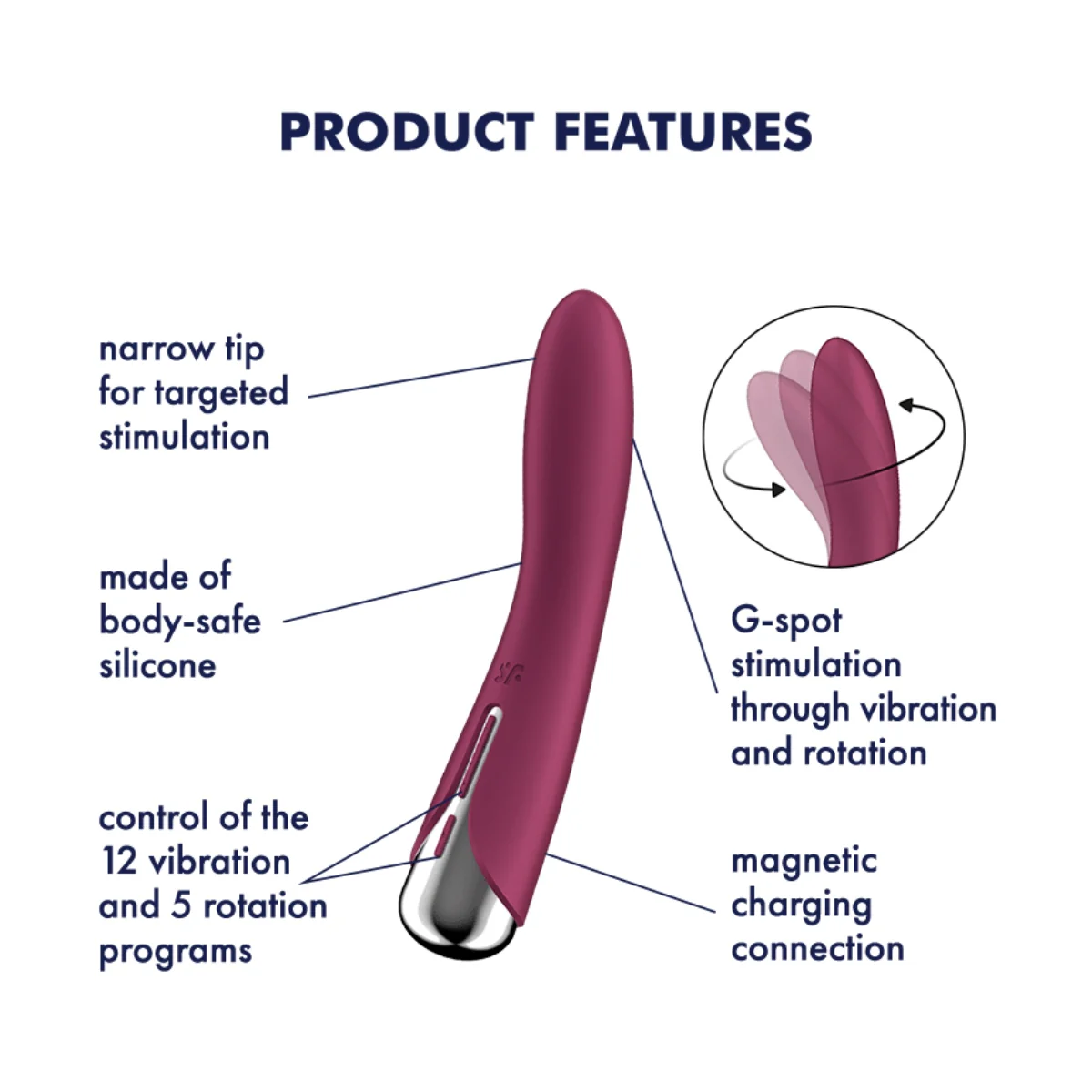 Satisfyer Spinning Vibe 1 Rotating Shaft G-Spot Vibrator Red - Image 8