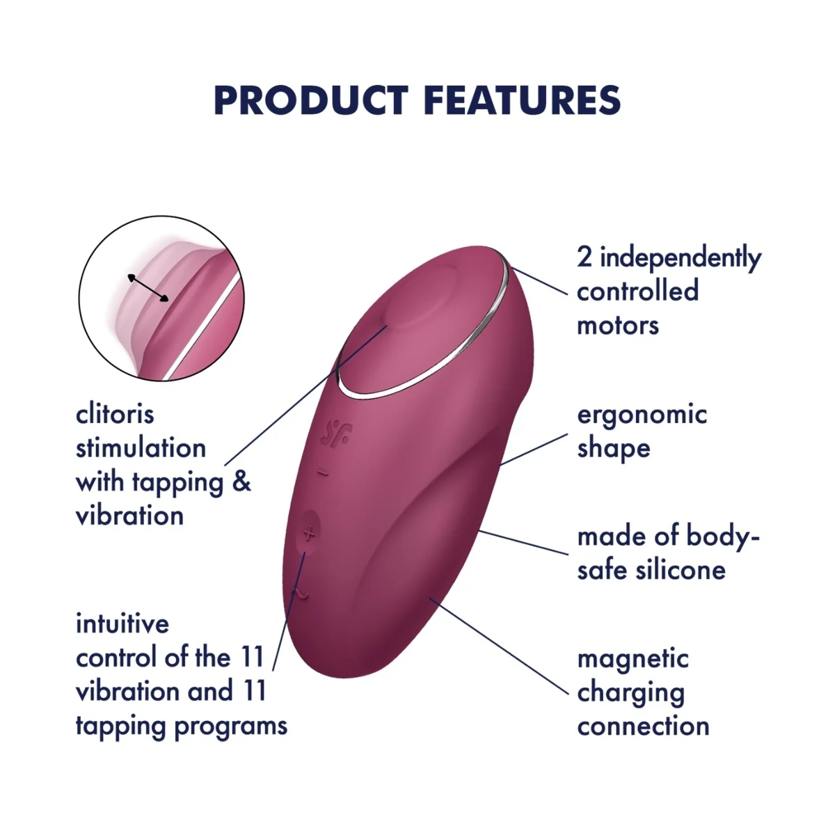 Satisfyer Tap & Climax 1 Lay On Vibrator Red - Image 8