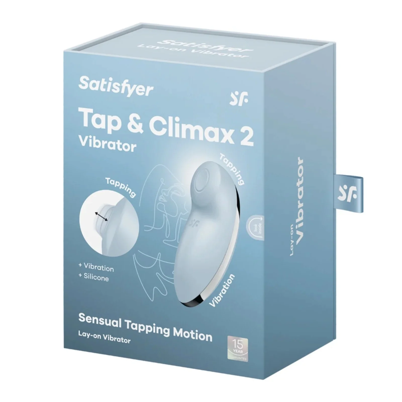 Satisfyer Tap & Climax 2 Lay On Vibrator Blue - Image 2