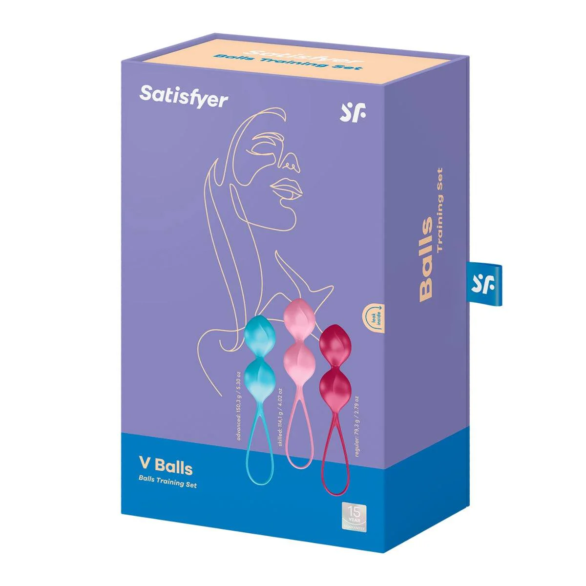 Satisfyer V Balls Pelvic Training Set Blue Pink Red - Image 2