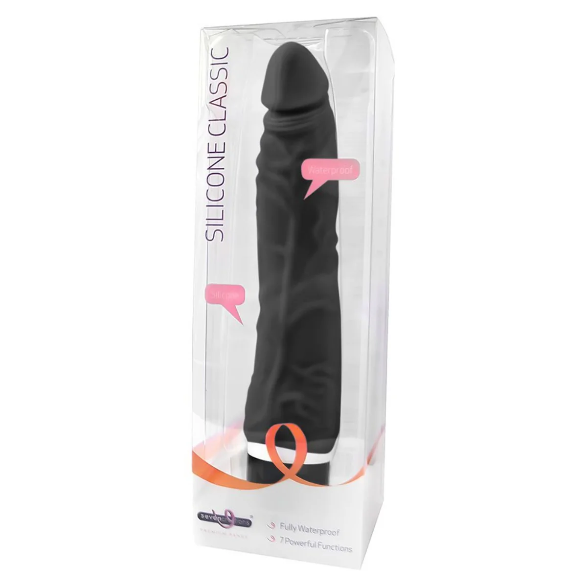 Seven Creations Classic Silicone Slim Vibrator Black 7 Inch - Image 2