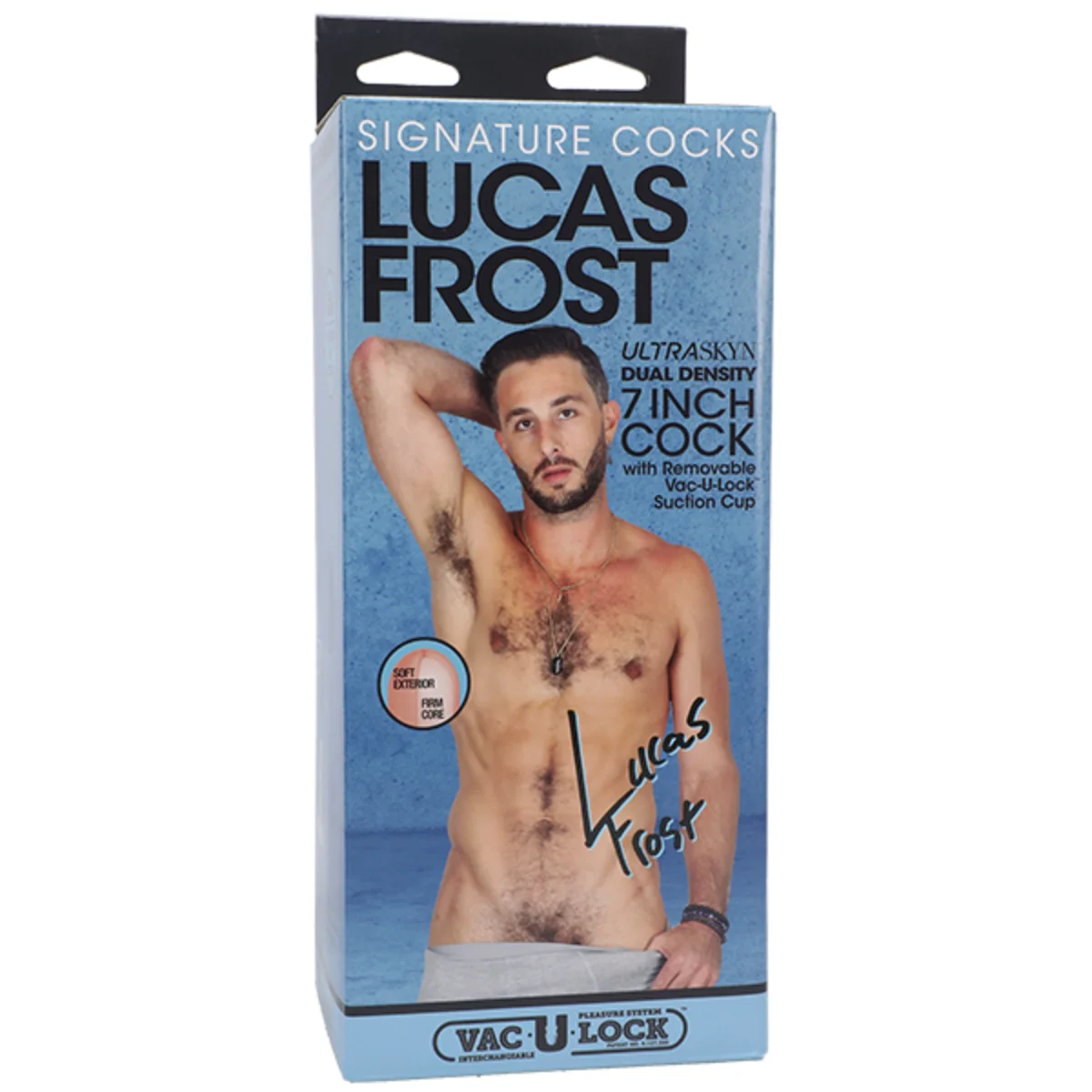 Signature Cocks Lucas Frost Ultraskyn Vac-U-Lock Dildo Pink 7 Inch - Image 2