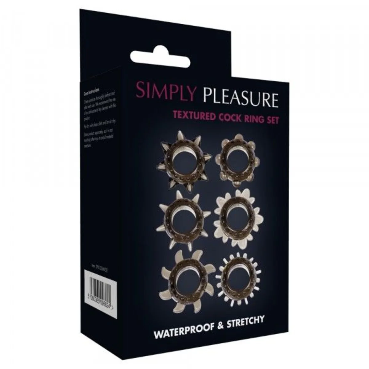 Simply Pleasure Textured Cock Ring Set 6 Pack Smoke - Image 2