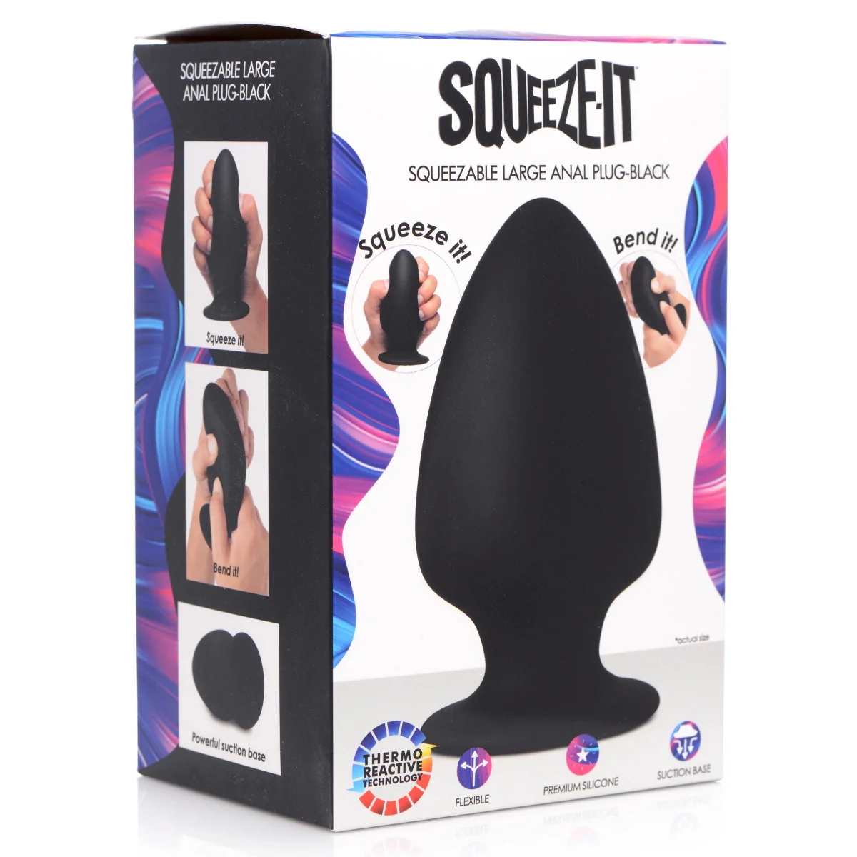 Squeeze-It Squeezable Silicone Butt Plug Black Large - Image 2