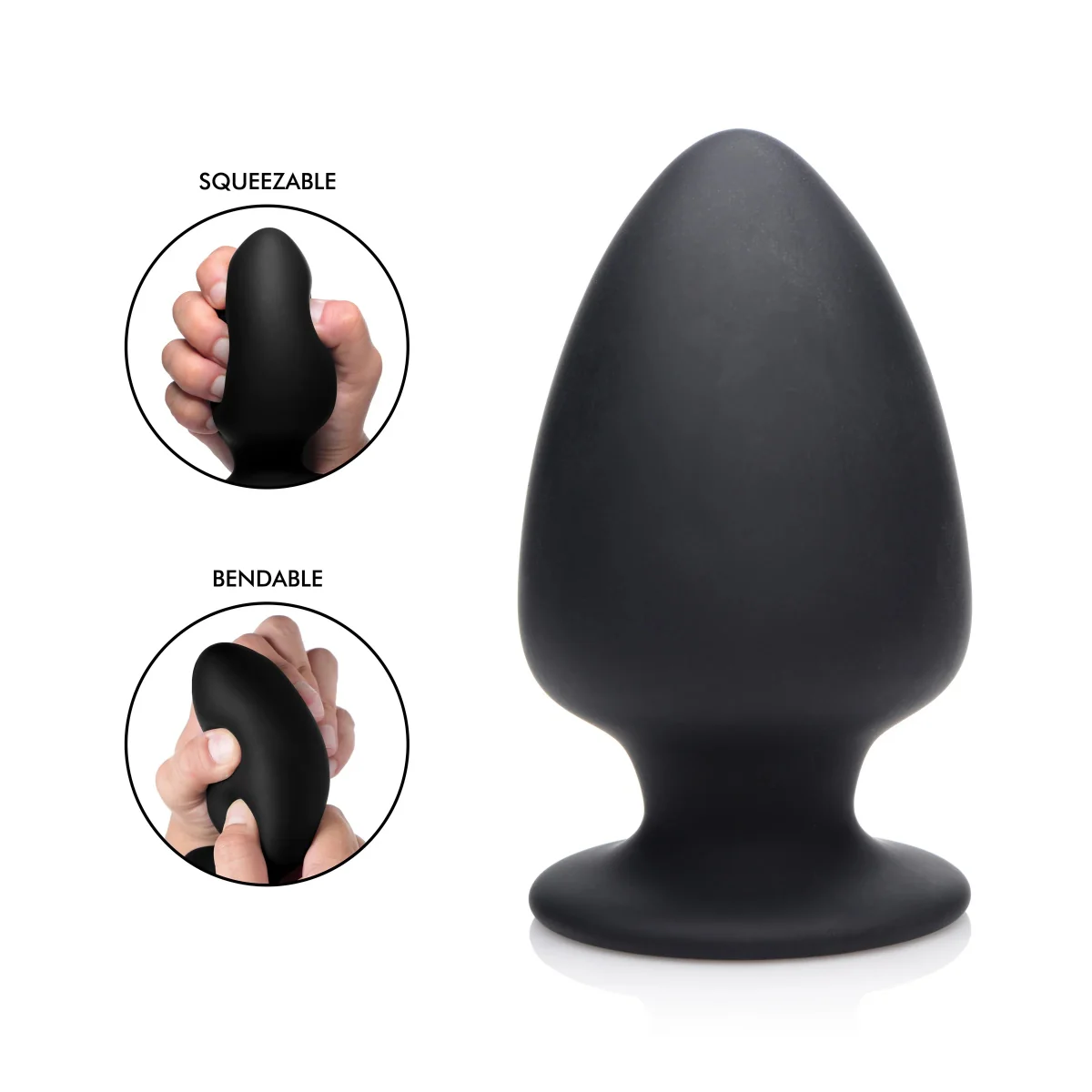 Squeeze-It Squeezable Silicone Butt Plug Black Large - Image 4