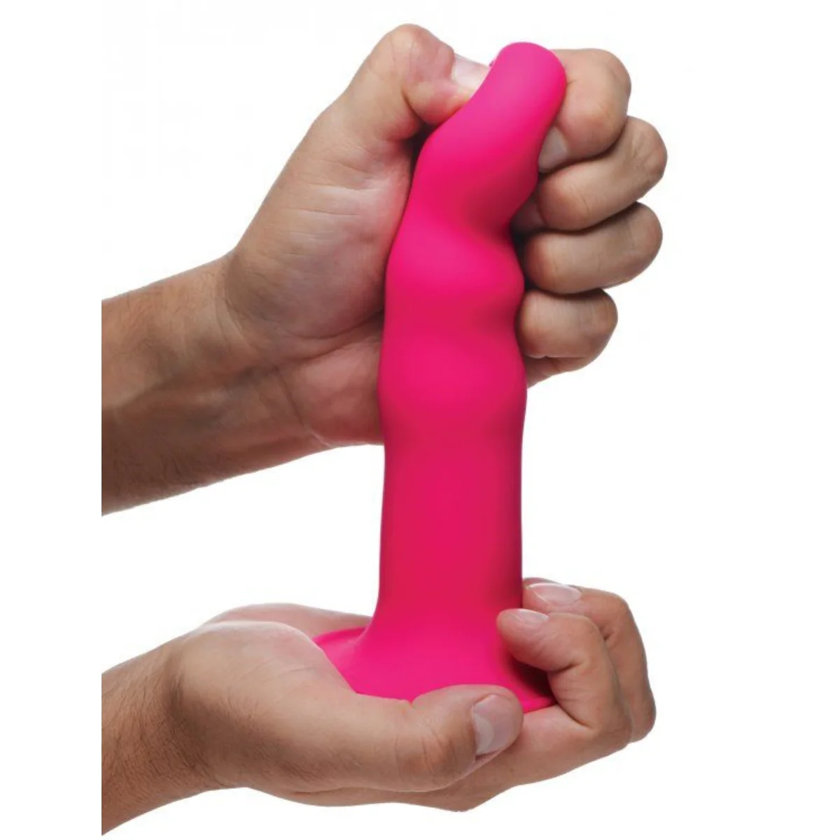 Squeeze-It Squeezable Wavy Dildo Pink 7.2 Inch - Image 3
