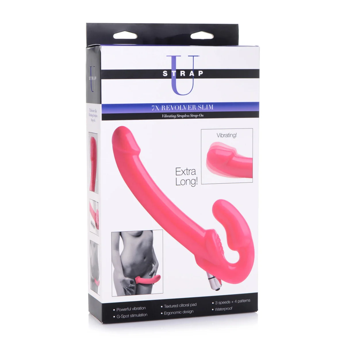 Strap U 7X Revolver Slim Vibrating Strapless Strap-On Pink - Image 2