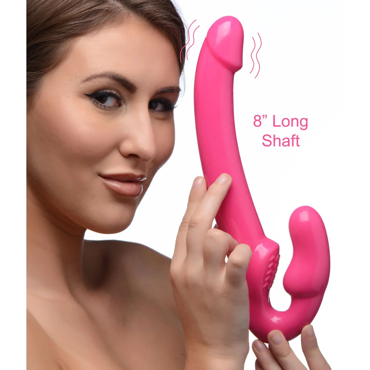 Strap U 7X Revolver Slim Vibrating Strapless Strap-On Pink - Image 5
