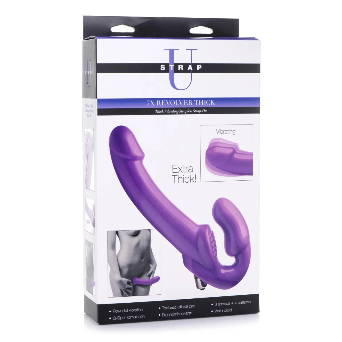 Strap U 7X Revolver Thick Vibrating Strapless Strap-On Purple - Image 2