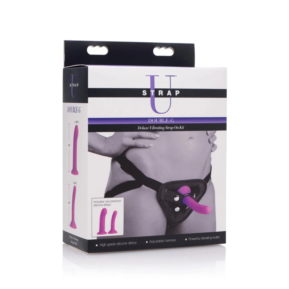 Strap U Double-G Deluxe Vibrating Strap-On Kit Black Purple - Image 2