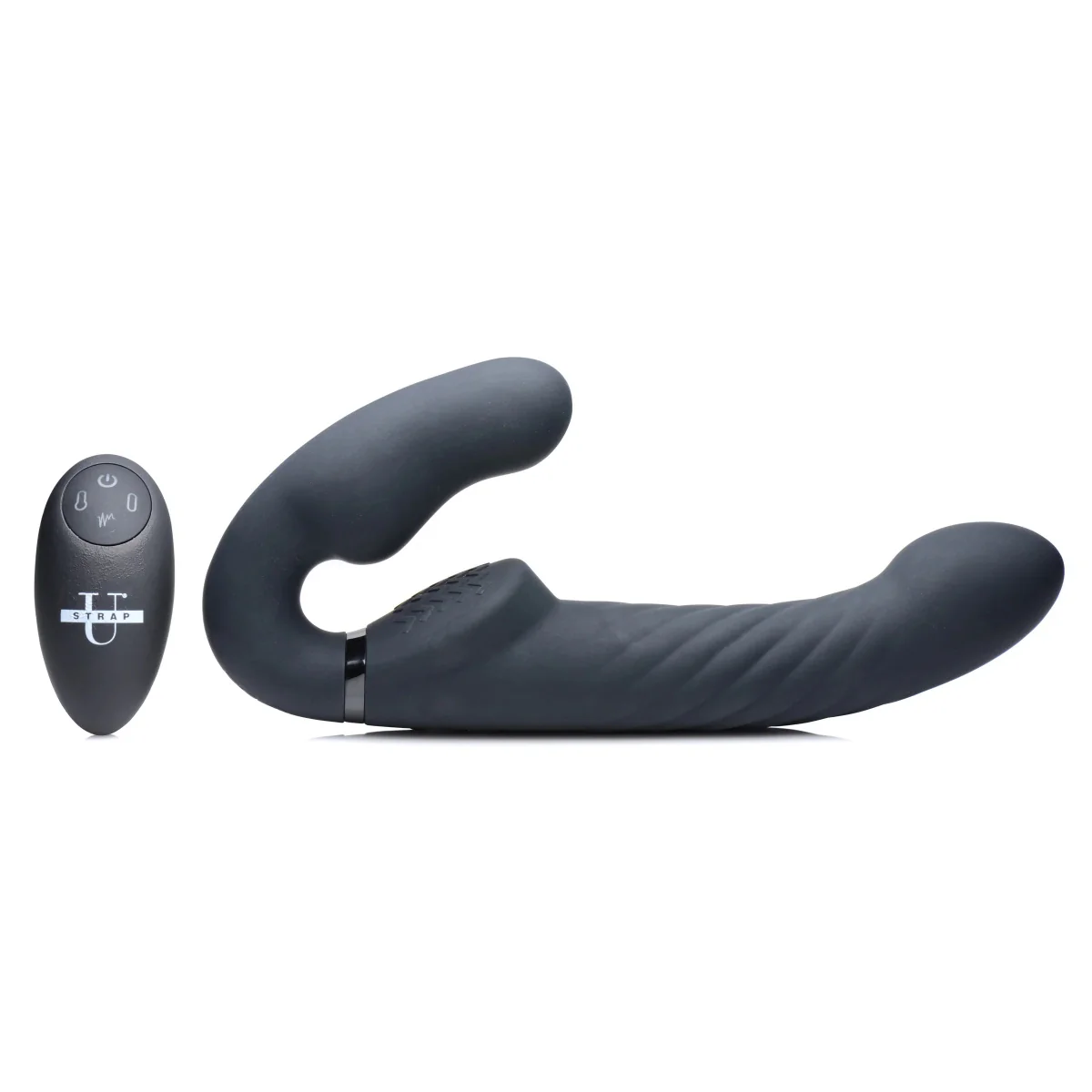 Strap U Ergo Fit Twist Inflatable & Vibrating Strapless Strap-On Black