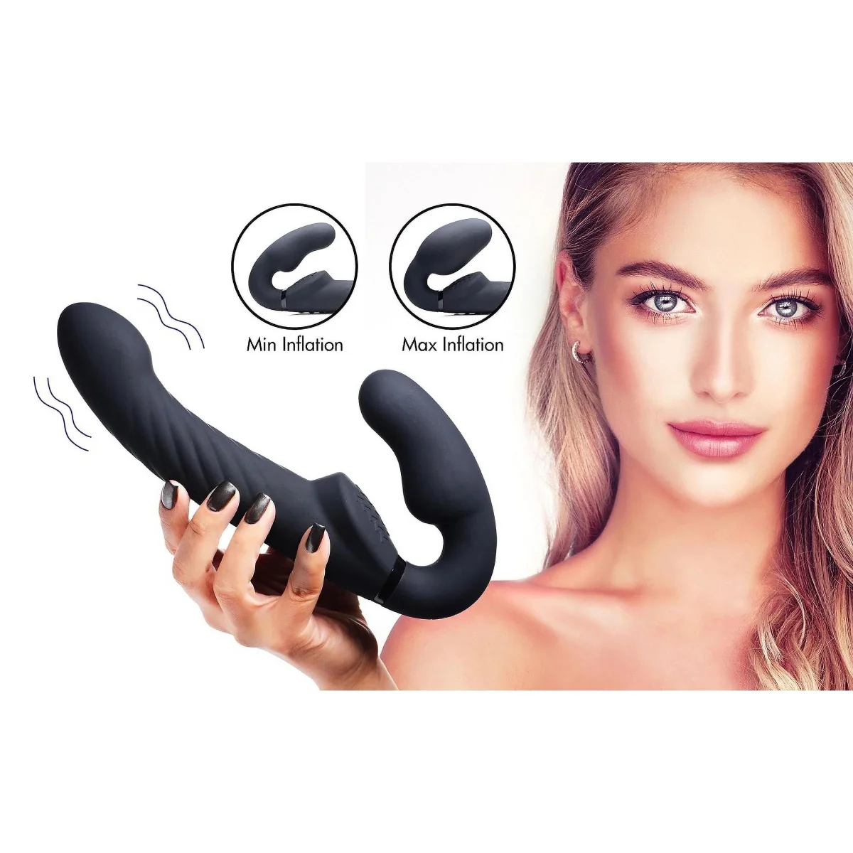 Strap U Ergo Fit Twist Inflatable & Vibrating Strapless Strap-On Black - Image 4