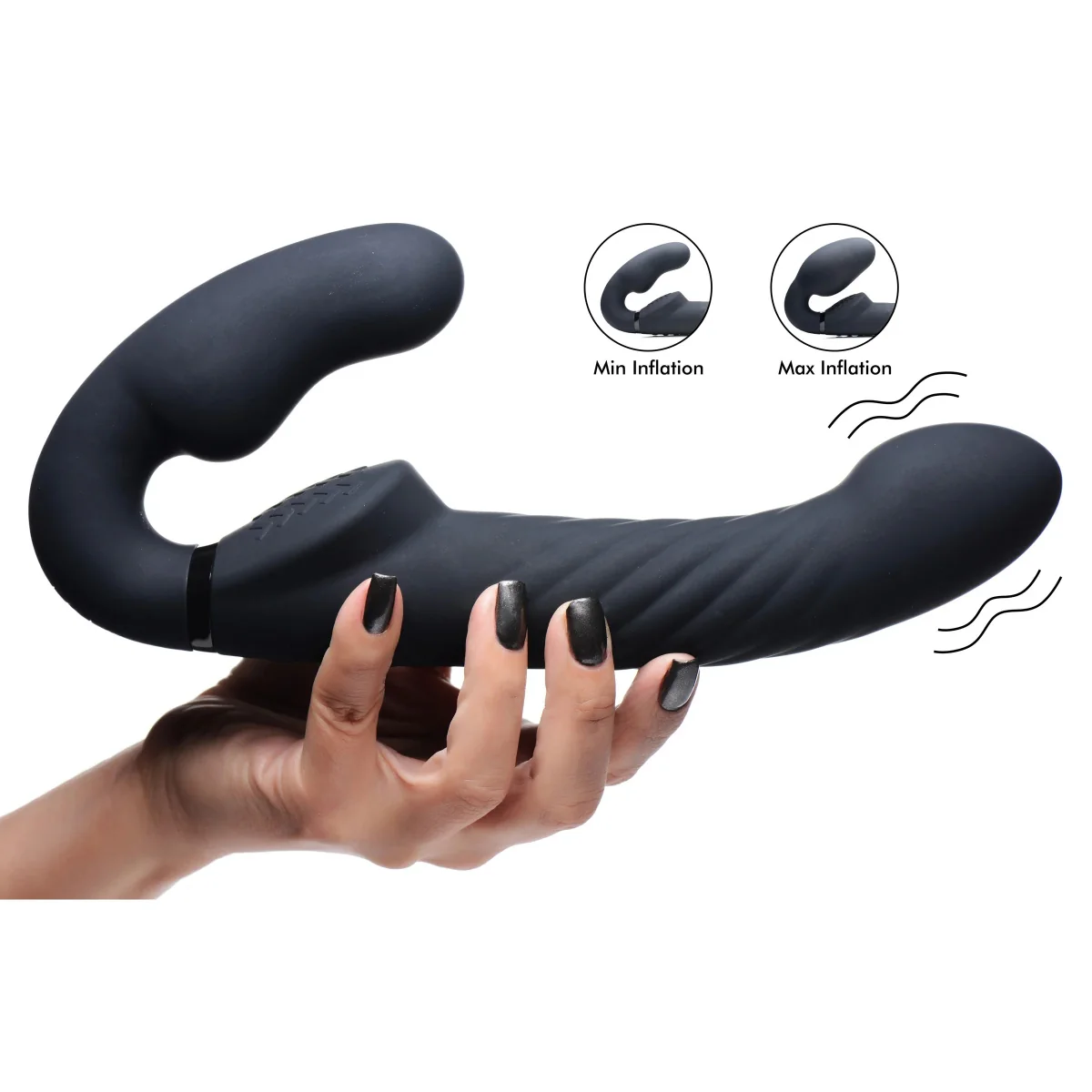 Strap U Ergo Fit Twist Inflatable & Vibrating Strapless Strap-On Black - Image 5