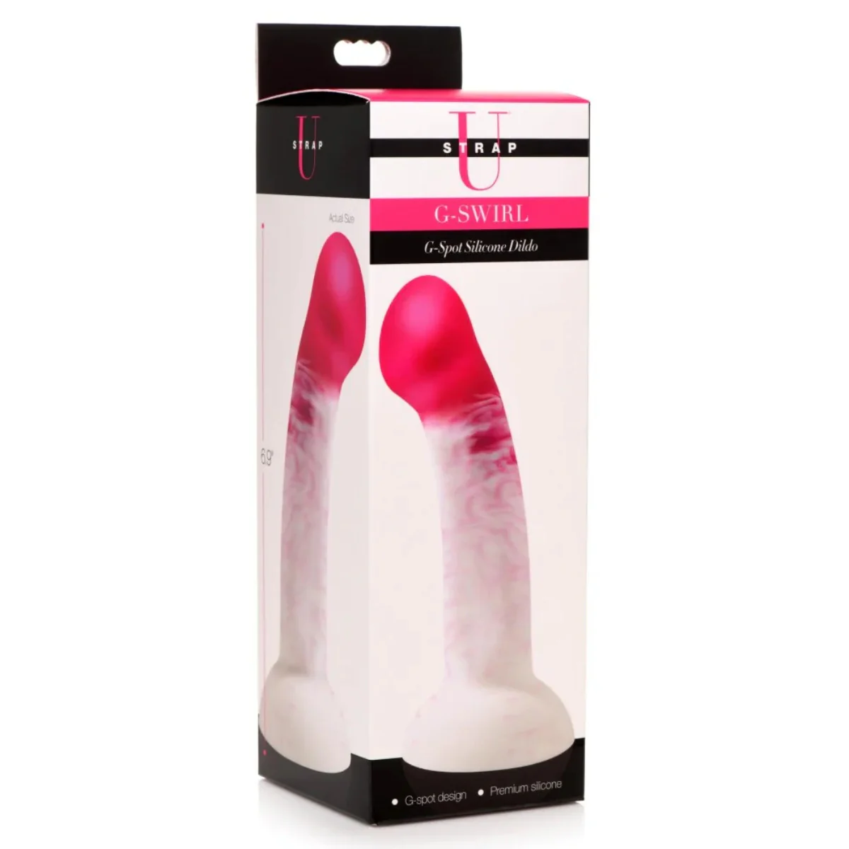 Strap U G-Swirl G-Spot Silicone Dildo Pink White - Image 2