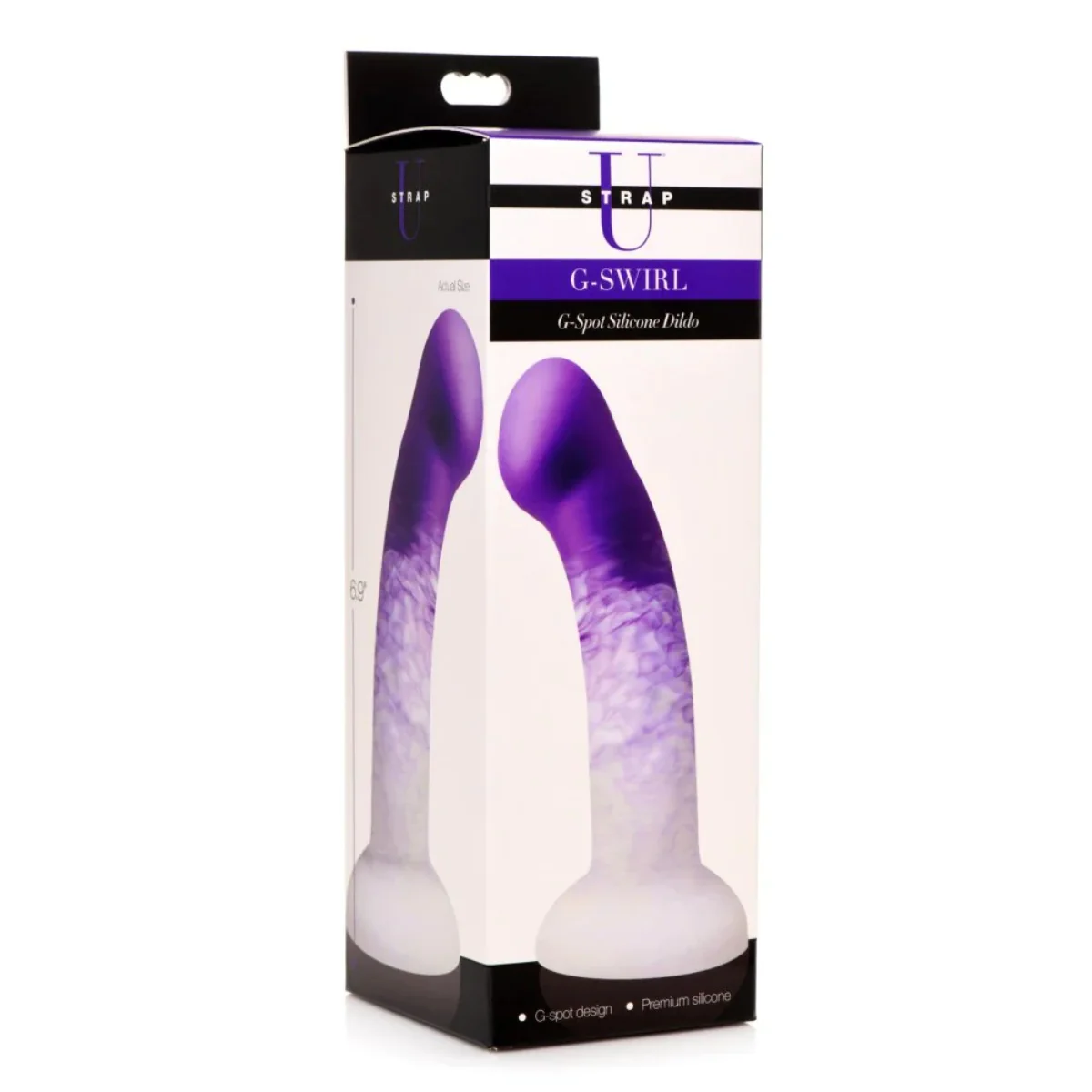 Strap U G-Swirl G-Spot Silicone Dildo Purple White 6.9 Inch - Image 2