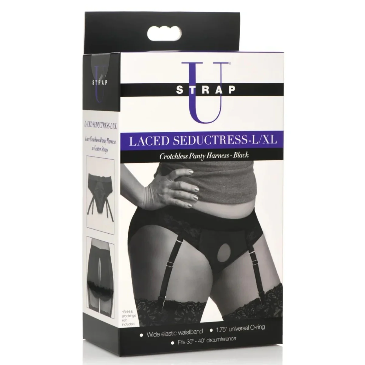 Strap U Laced Seductress Crotchless Panty Harness Black Large XL - Image 2
