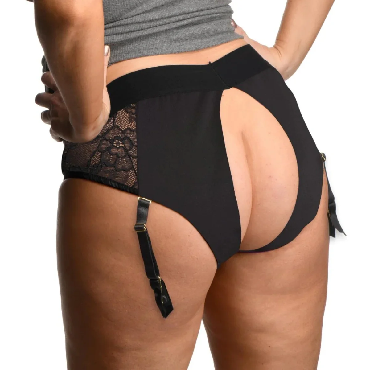 Strap U Laced Seductress Crotchless Panty Harness Black Large XL - Image 3