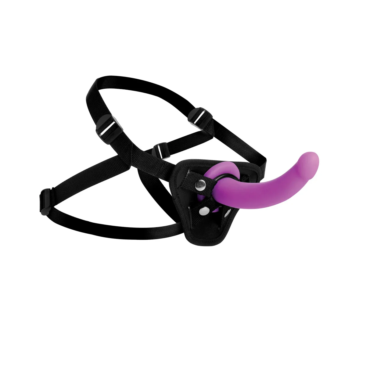 Strap U Navigator Silicone G-Spot Dildo With Harness Black Purple - Image 3