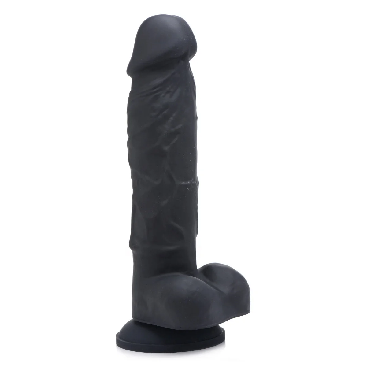 Strap U Power Pecker Silicone Dildo With Balls Black 7 Inch