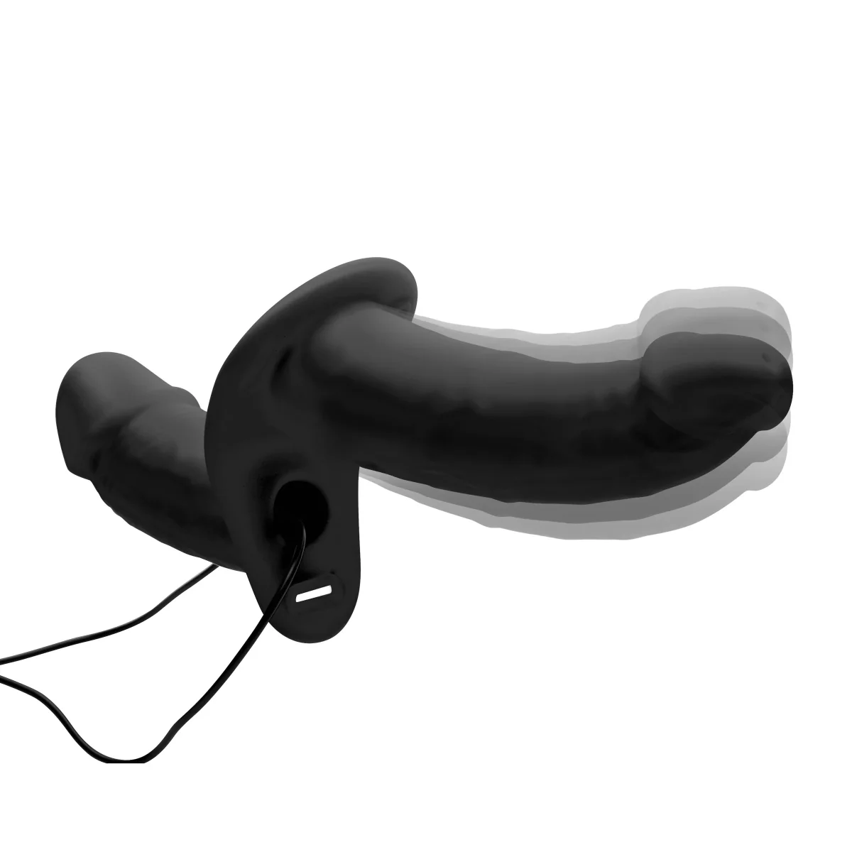 Strap U Power Pegger Silicone Vibrating Double Pleasure Dildo With Harness Black - Image 4
