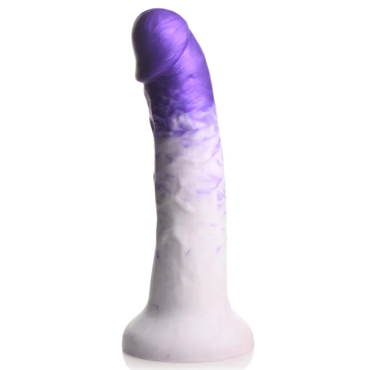 Strap U Real Swirl Realistic Silicone Dildo Purple White 6.9 Inch
