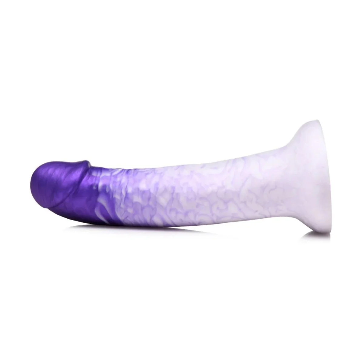 Strap U Real Swirl Realistic Silicone Dildo Purple White 6.9 Inch - Image 3