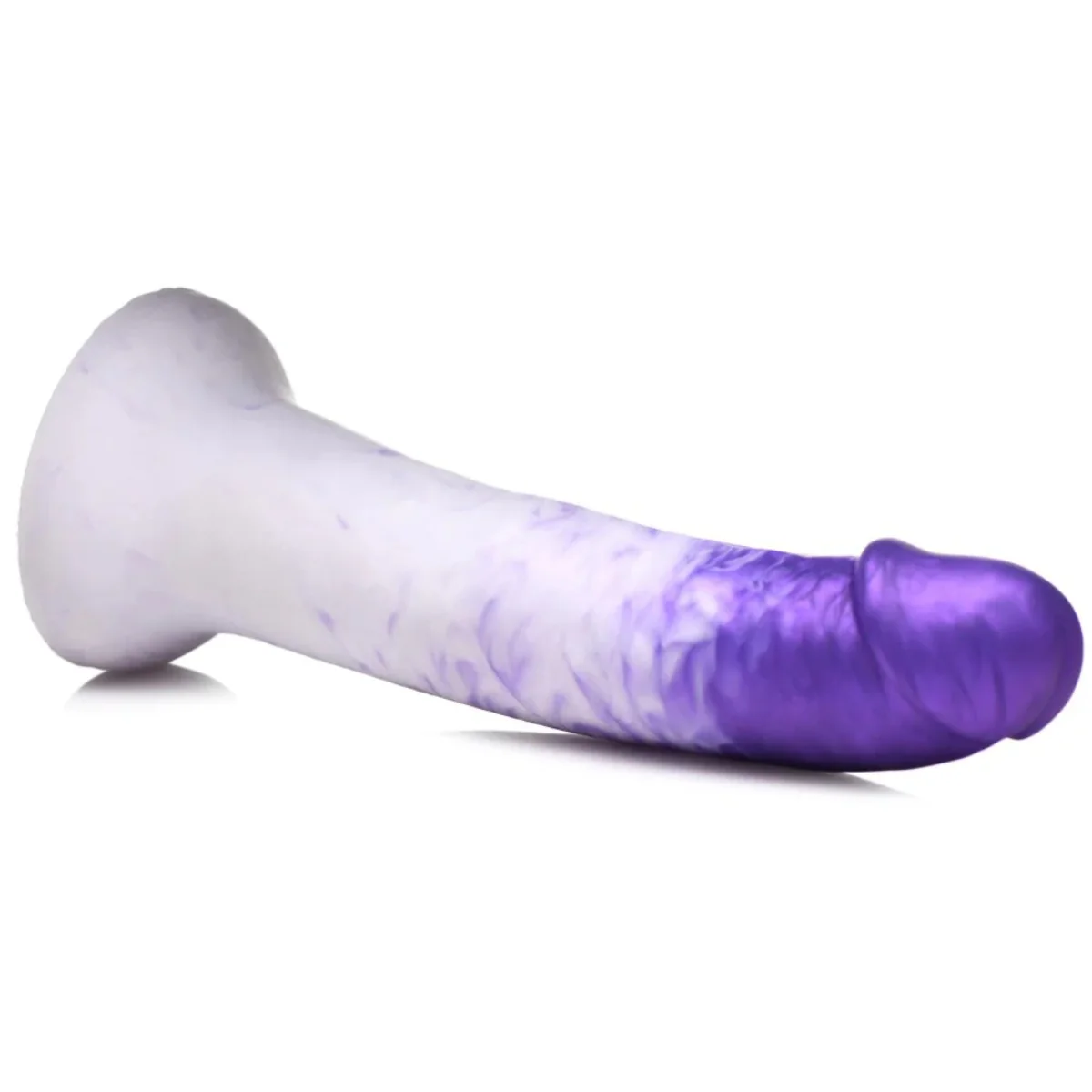 Strap U Real Swirl Realistic Silicone Dildo Purple White 6.9 Inch - Image 4