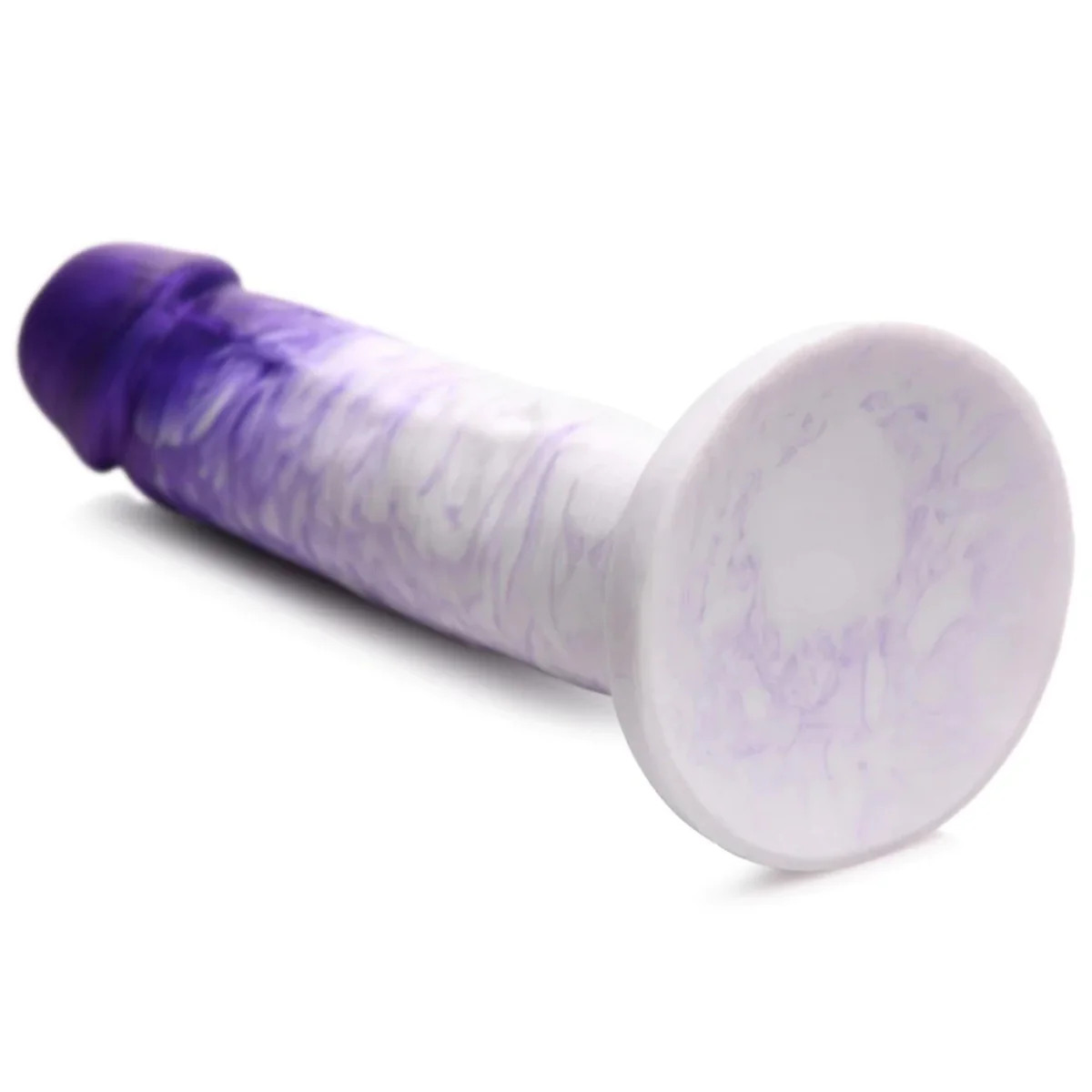 Strap U Real Swirl Realistic Silicone Dildo Purple White 6.9 Inch - Image 5